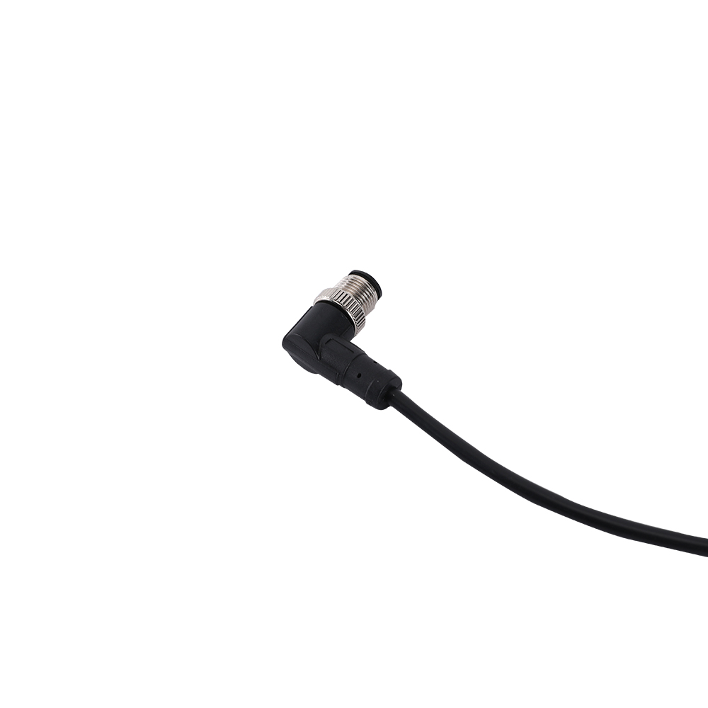 M12 4-pin male connector angled custom cable assemblies