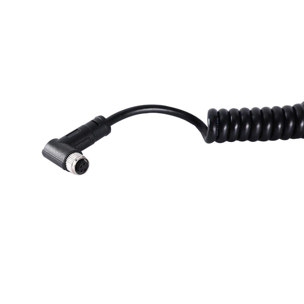 M8 4-pole female right angle retractile coil cable