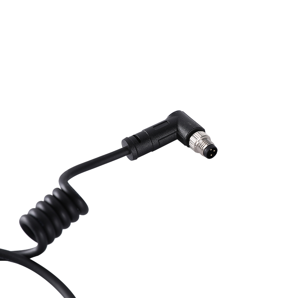 Cavo a spirale M8 3 poli maschio ad angolo retto