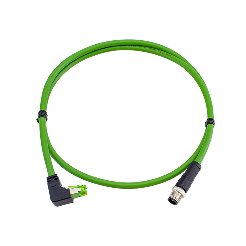 M12 male or female straight or 90 degree to RJ45 plug