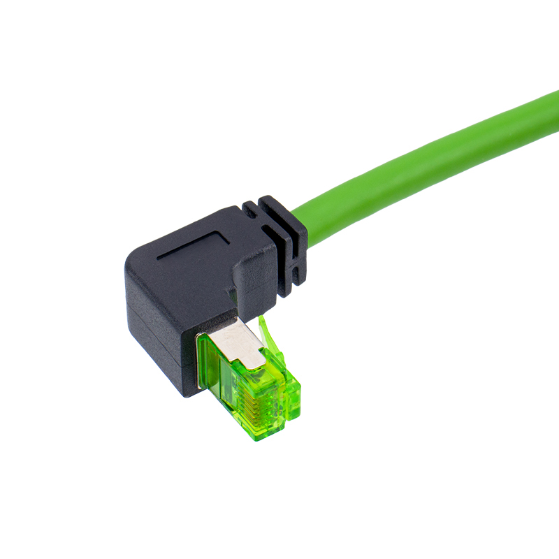 Female M12 to RJ45 shielded elbow plug