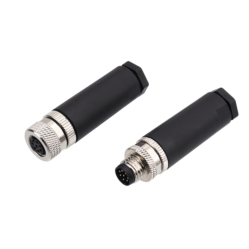 Connecteur à coupelle à souder M8, 8 pôles, mâle et femelle