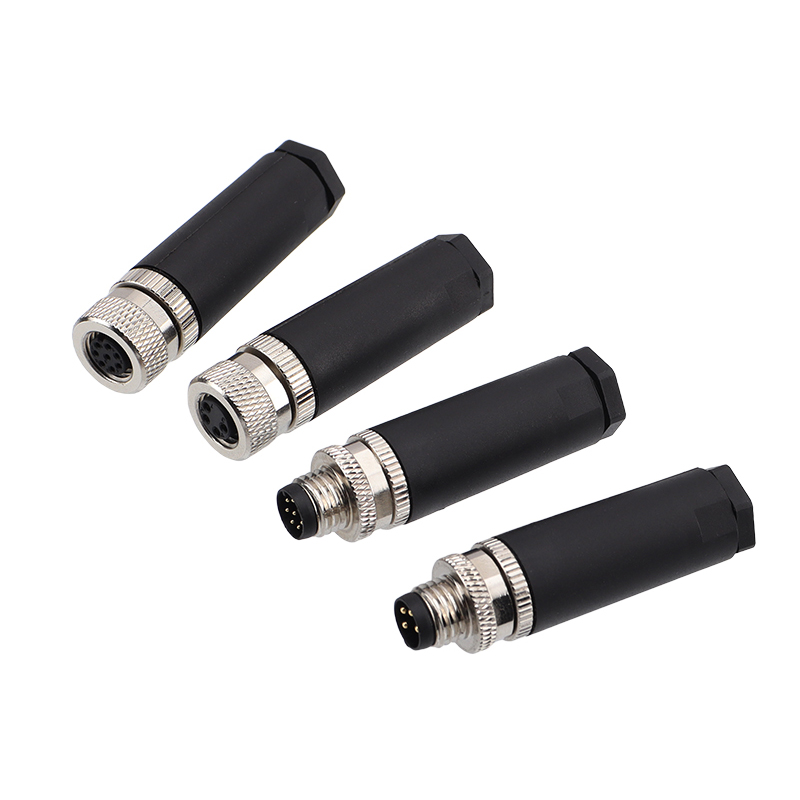 Connecteur à coupelle à souder M8, 8 pôles, mâle et femelle
