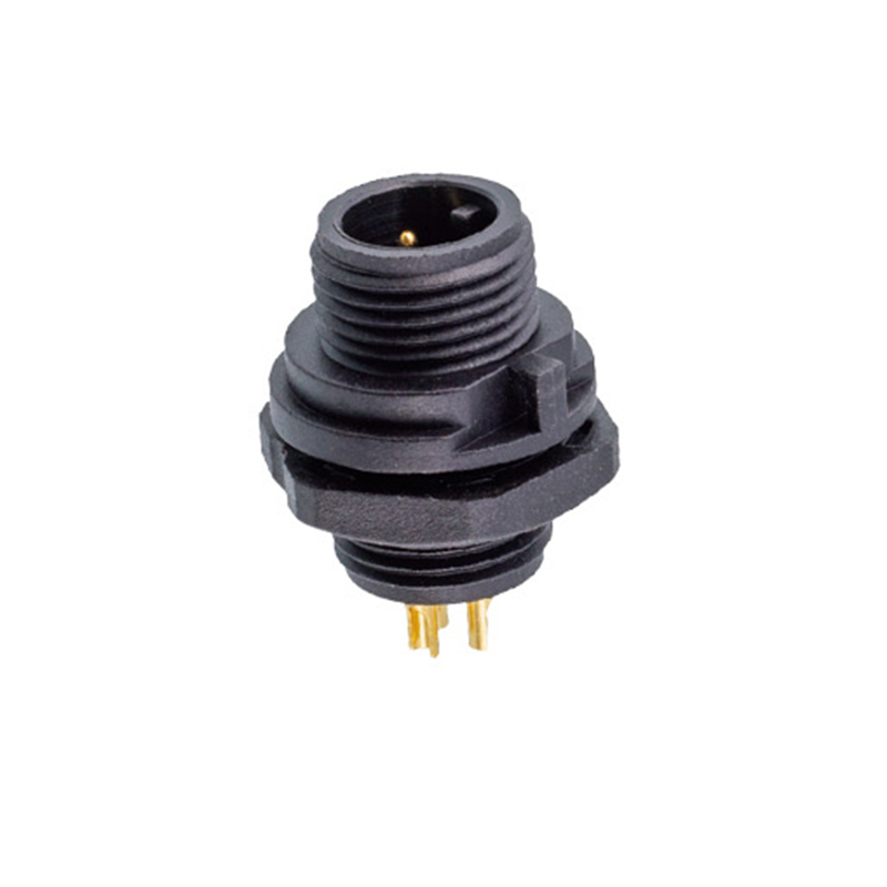 Conector macho de montaje en panel con brida de 4 polos 7/16