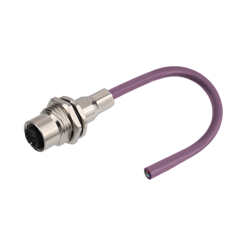 M12 to RJ45 8 contacts X coded bulkhead panel overmoding cable - COPY - lv7nbi