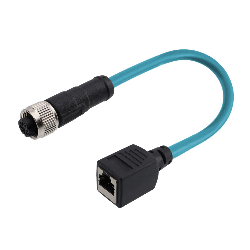 Prise mâle M12 codée D vers prise femelle cat5e
