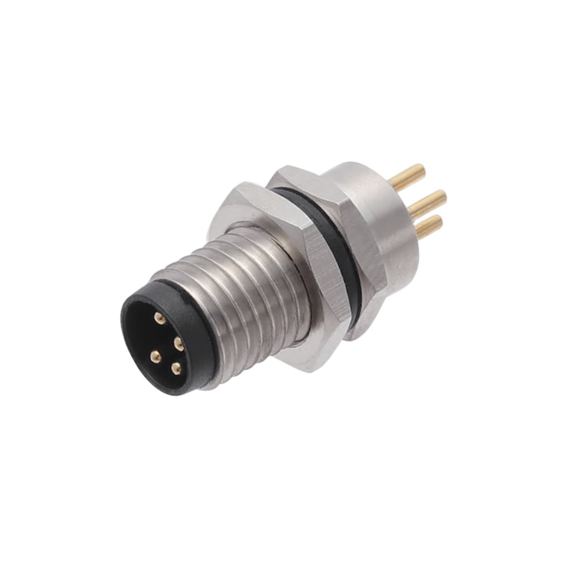 M8 4-pos Receptacle PCB connector male