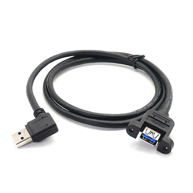 Cable de extensión de montaje en panel USB 3.0 macho en ángulo recto a USB