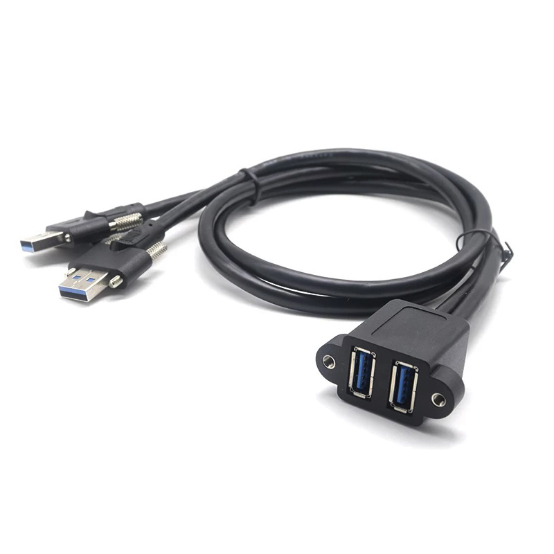 USB-A-Stecker-zu-Buchse-Dual-Port-Schraubverschlusskabel