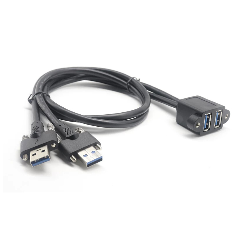 USB-A-Stecker-zu-Buchse-Dual-Port-Schraubverschlusskabel