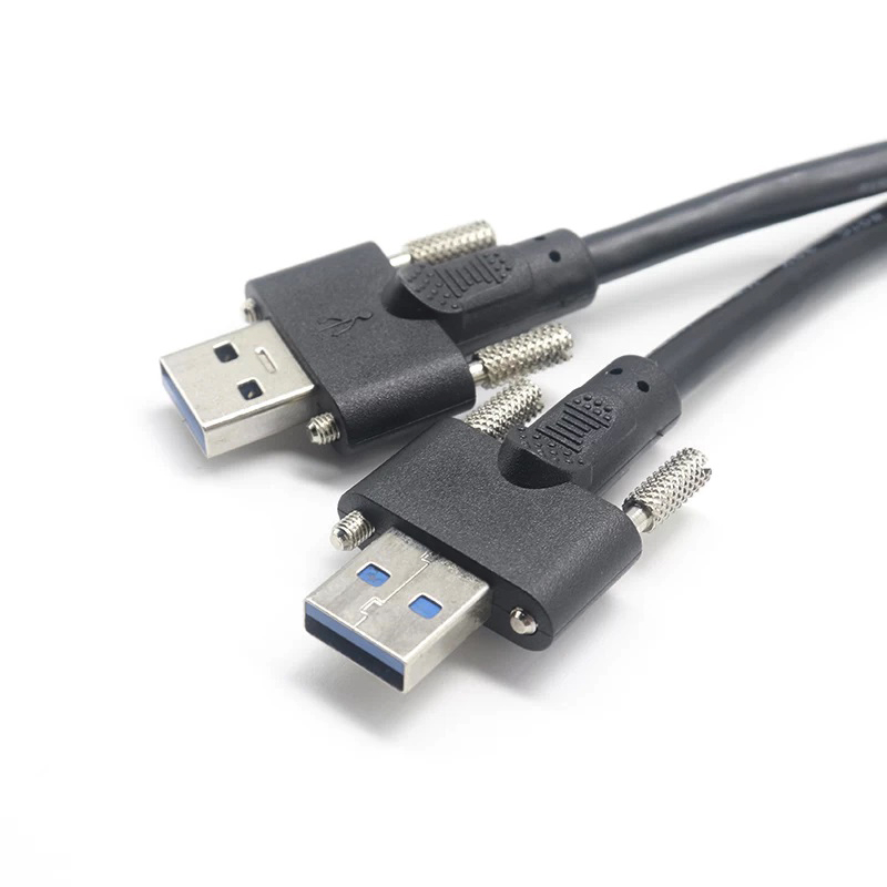 USB-A-Stecker-zu-Buchse-Dual-Port-Schraubverschlusskabel