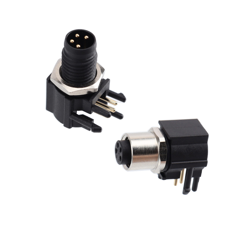 4-pinowe męskie lub żeńskie plastikowe złącze PCB kątowe M8