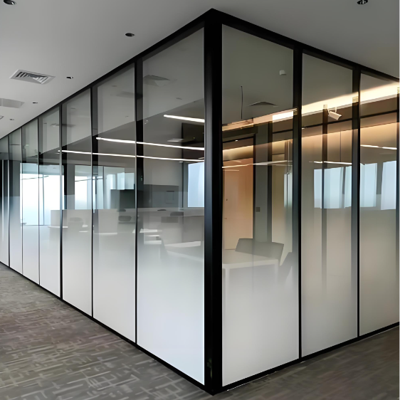 Custom cut tempered laminated glass partition office wall fluted glass partitions fire-resistant glass partition walls