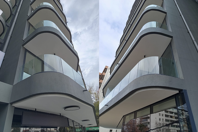 Custom 12mm Curved Glass Frameless Balustrade