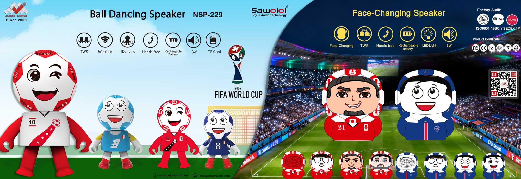 売れ筋のサッカーワイヤレスロボットスピーカー