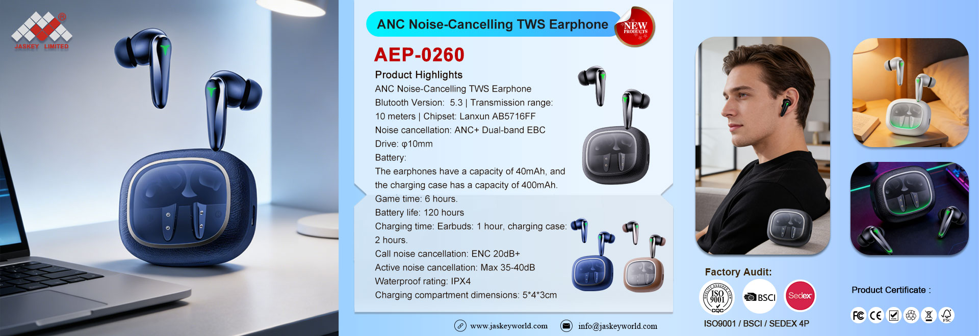 ANCノイズキャンセリングTWSイヤホン