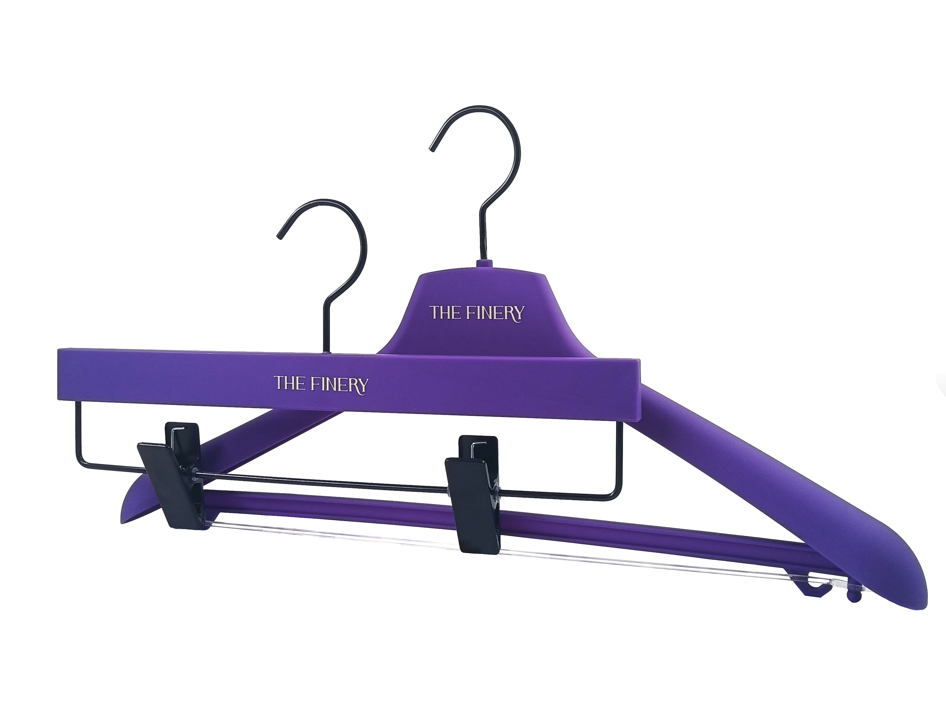 Cintre en plastique enduit de caoutchouc doux au toucher de haute qualité, personnalisé pour hommes et femmes, cintre pour manteau et veste