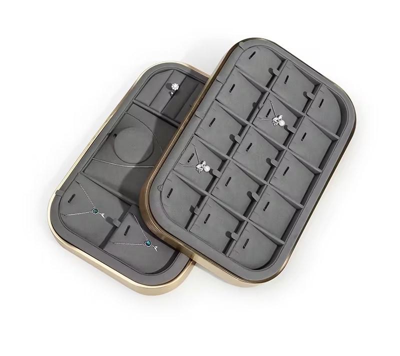 Metal jewelry ring earring multifunctional microfiber inner chinese supplier display tray