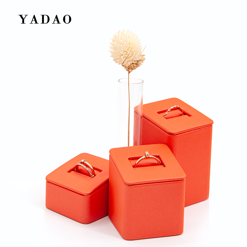 slant wooden ring display stand jewelry display props slot ring holder