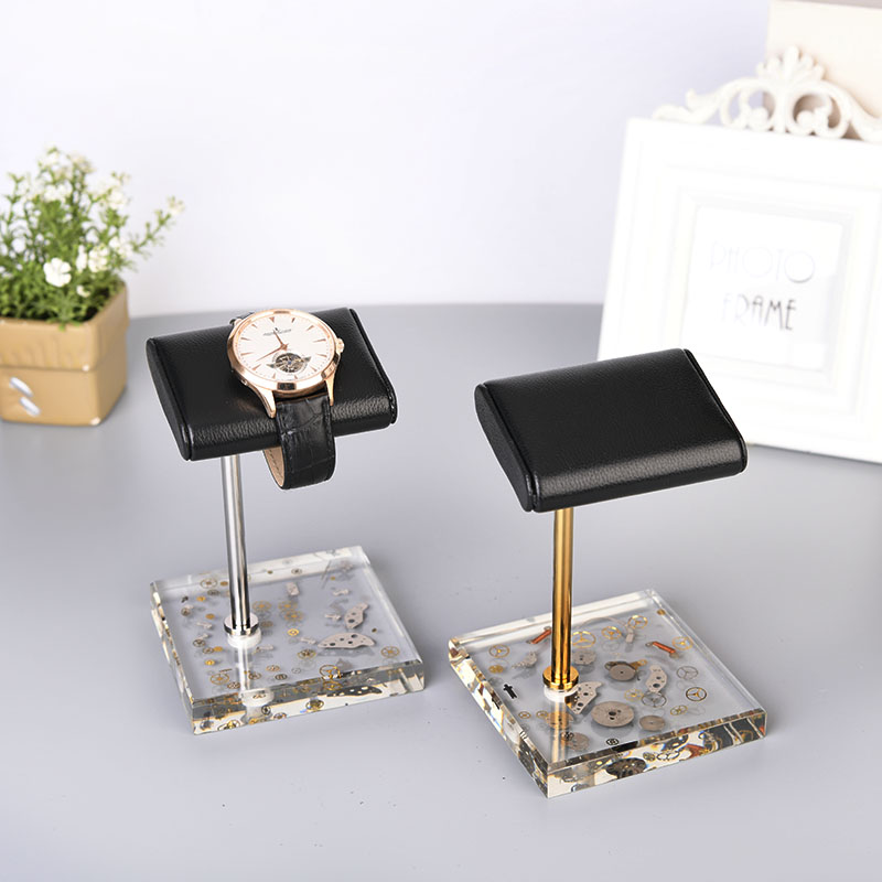 acrylic base stand display watch pu leather cushion watch stand display watch 
