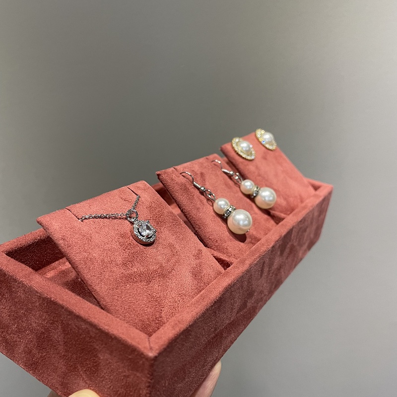 luxury suede wooden display tray jewelry display props earring pendant display tray