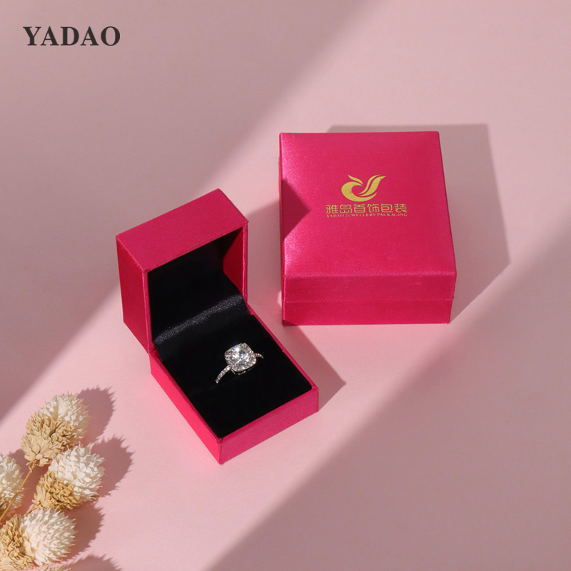 rose red color jewelry box set with satin fabric finished