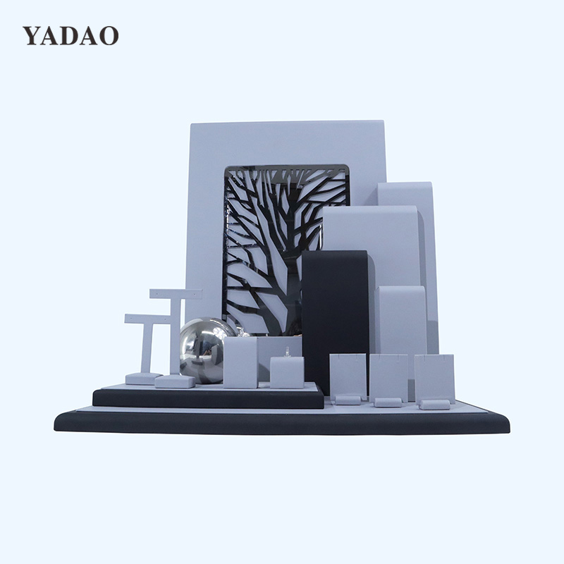 Pu leather display jewelry store showing set custom design luxurious stands