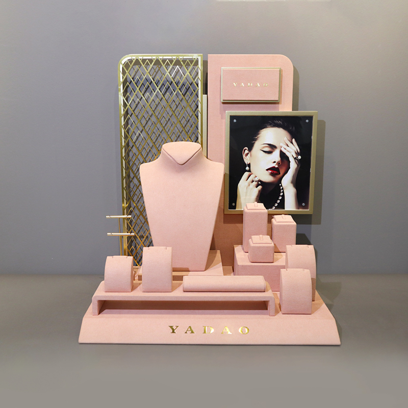 customize pink microfiber window jewelry display set jewelry display props display jewelry set