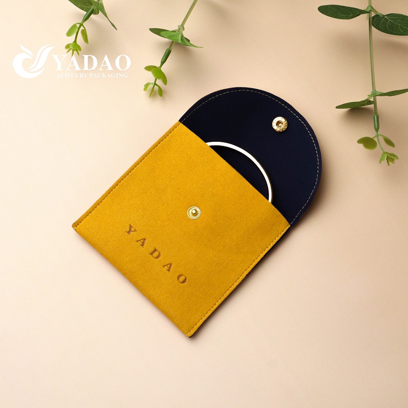 customize bicolored microfiber pouch bag jewelry packaging pouch snap pouch pack bag