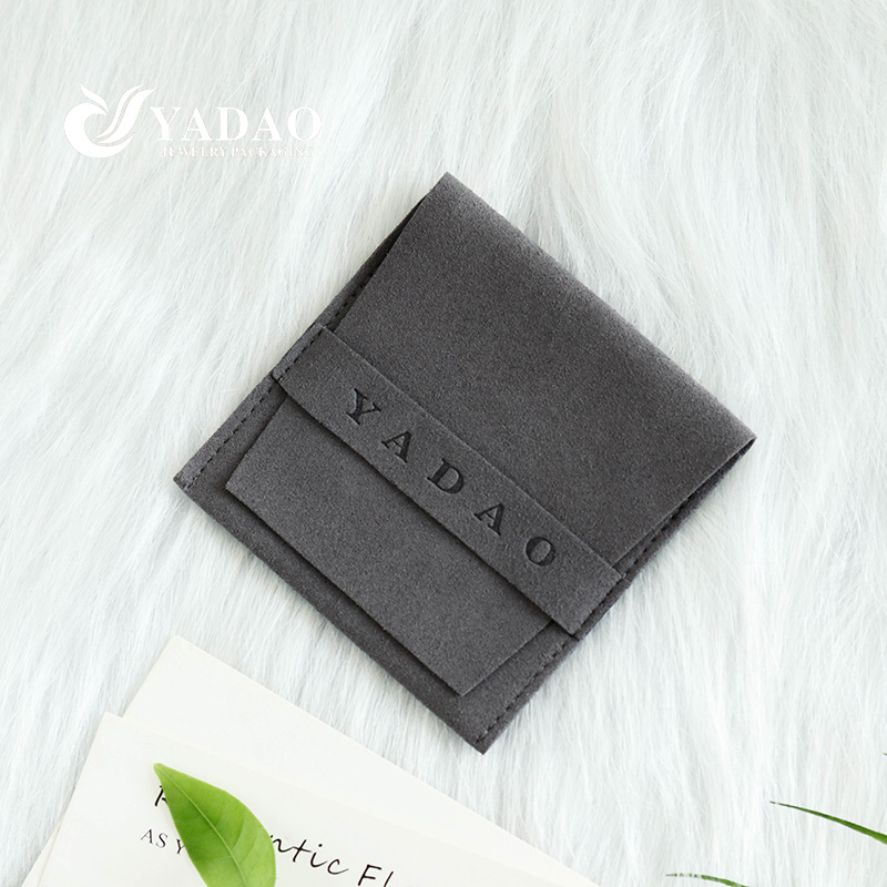 gray color microfiber pouch bag flap belt design jewelry packaging pouch bag pack jewels