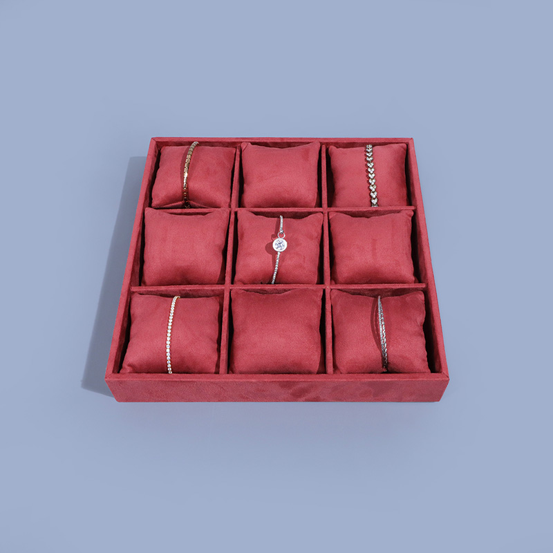 customize luxury suede pillow tray jewelry display tray bracelet bangle display tray pillow 