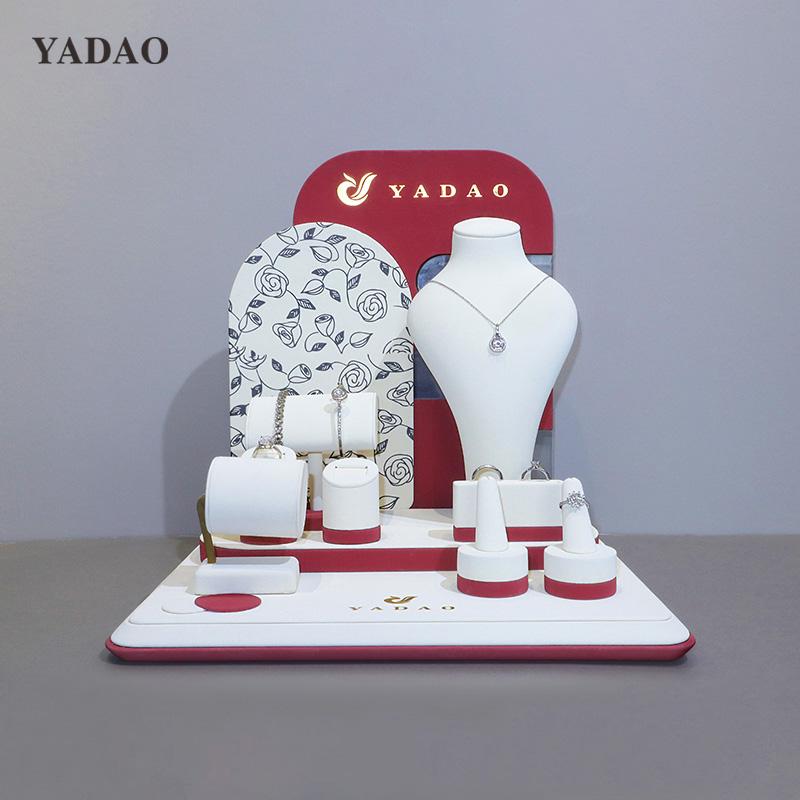 small jewelry display set jewelry store showcase window jewelry display props pu leather display stands