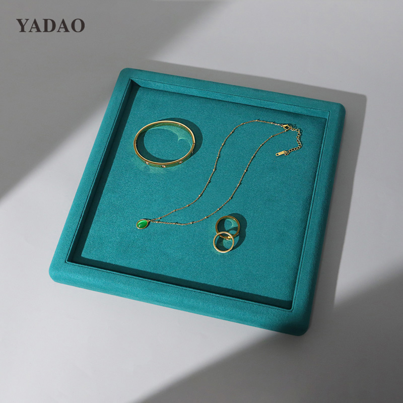 customize green jewelry tray jewelry serving tray jewelry store counter selection display tray 