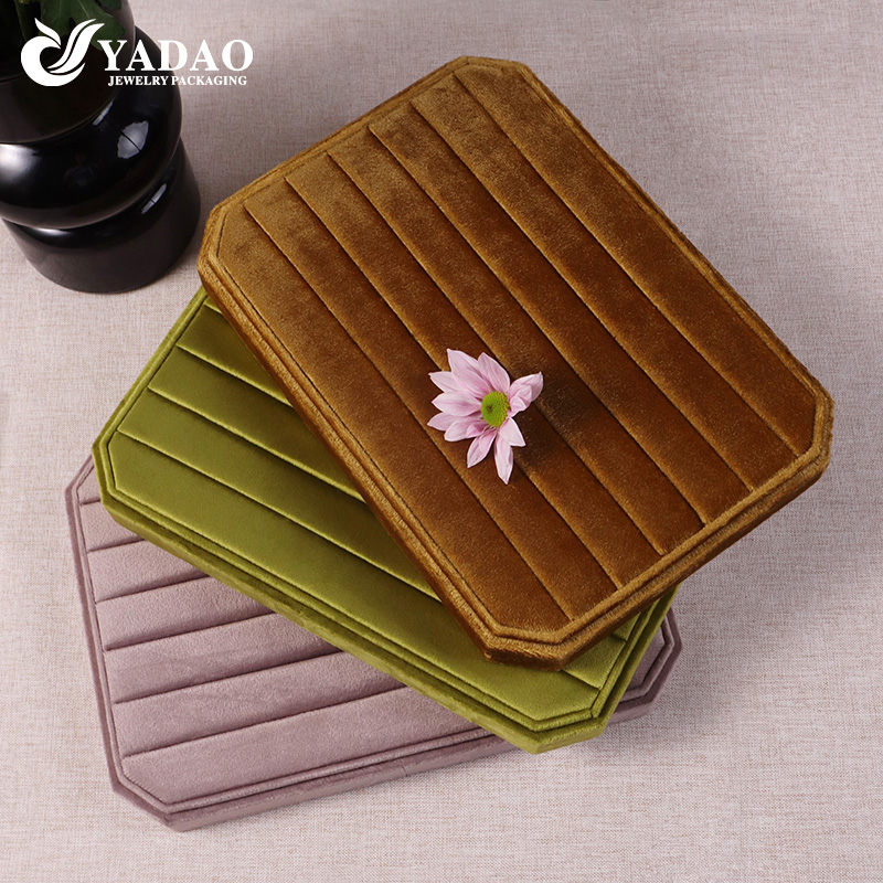 luxury velvet jewelry tray gold color octagonal shape jewelry display ring tray