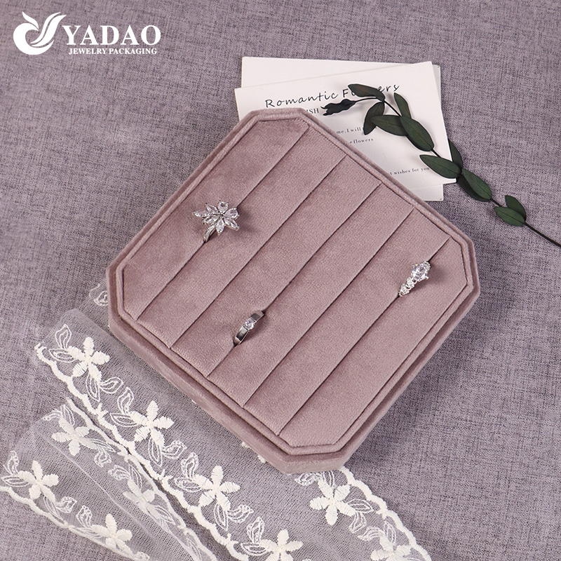 octagonal shape soft slot jewelry tray velvet tray display ring earrings
