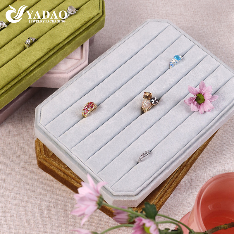 customize wooden jewelry tray soft velvet jewelry tray slot ring earring display jewelry tray
