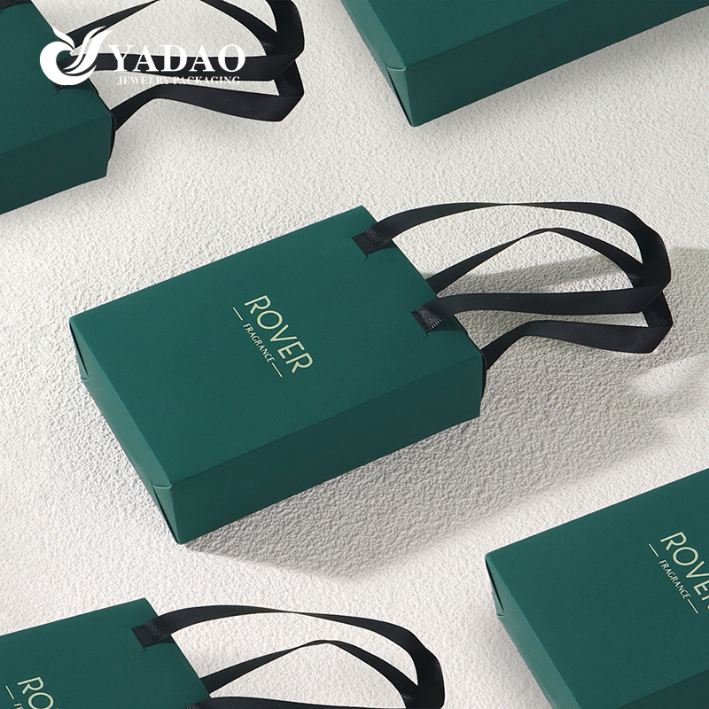 foldable cardboard box gift packaging jewelry paper box ribbon handle gift box