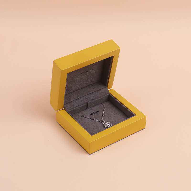 yellow color lacquer painting wooden box jewelry packaging box pendant box