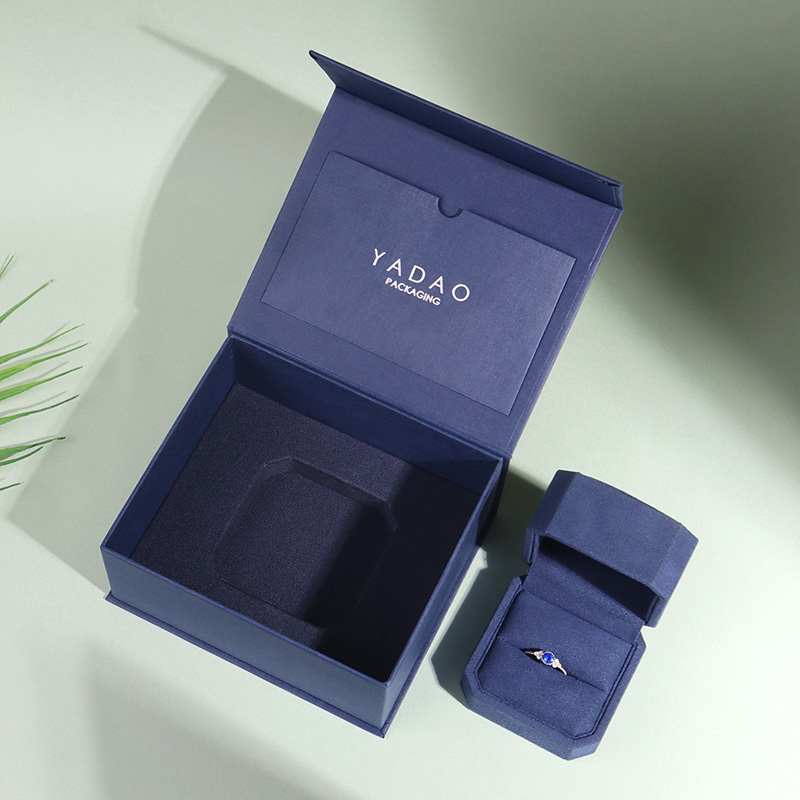 popular blue color jewelry set box ring box paper box gift box set