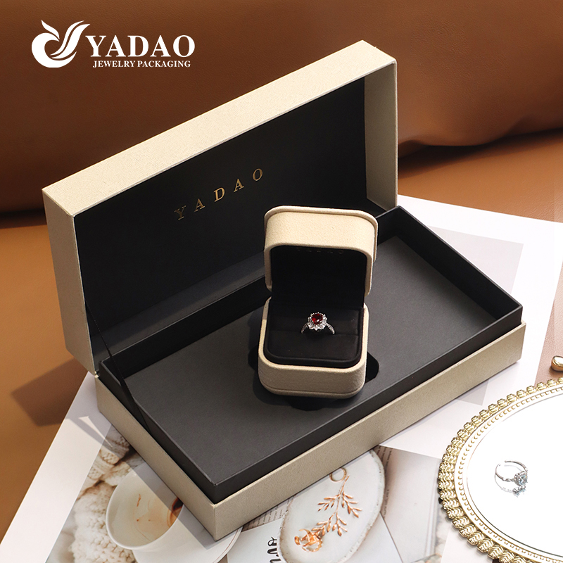 Luxury Champagne Jewelry Box for Ring Pendant Bracelet Earring Storage Packaging