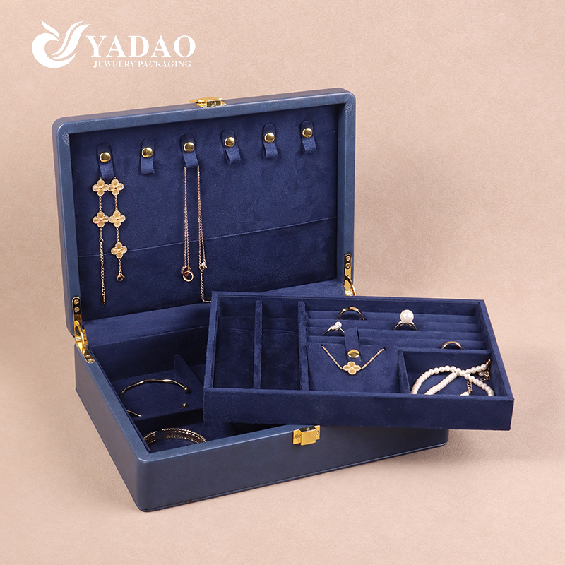 Luxury Customizable PU Leather Jewelry Box with Velvet Lining - Large Capacity Jewelry Organizer for Necklaces, Rings, Earrings & Bracelets
