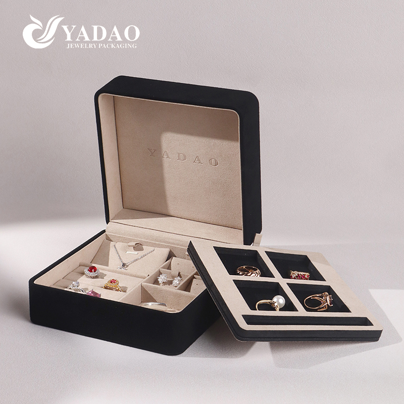 Starry Treasure Microfiber Jewelry Box - Customizable Multi-Compartment Luxury Storage Case