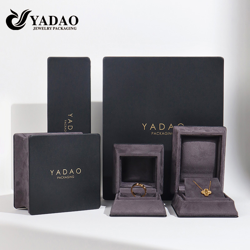 China Black Rhyme Custom Velvet Jewelry Boxes Premium Packaging manufacturer
