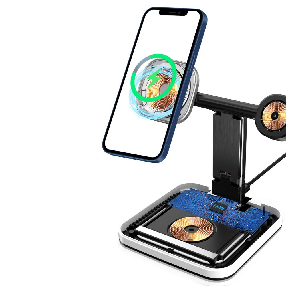 three in one wireless charger 15w fast qi 2 3in1 3 in 1 fast charging wireless charger for ihones, watches, earbuds