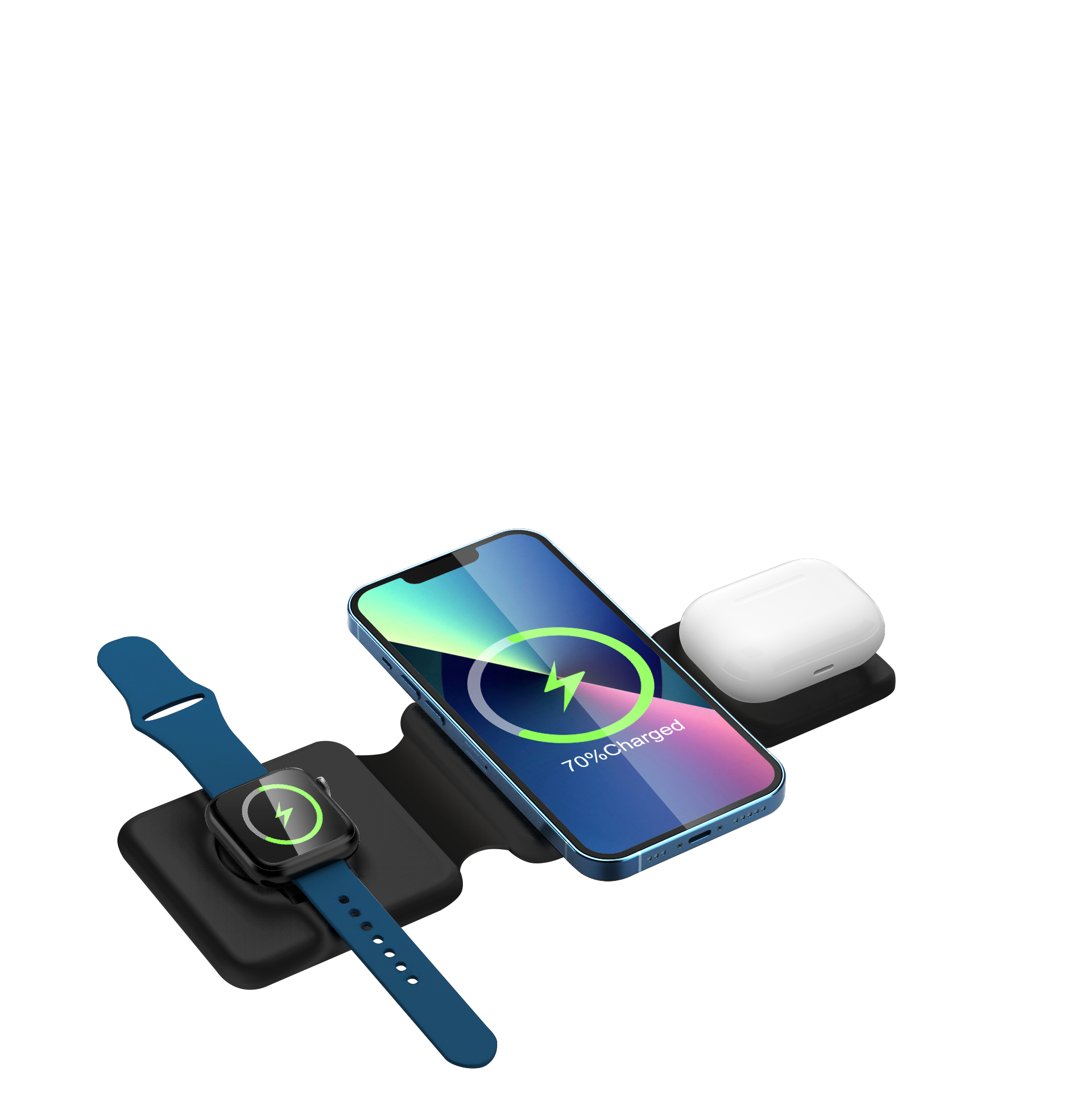 Skladací stojan na bezdrôtovú nabíjačku 3v1 prispôsobenie bezdrôtovej nabíjačky pre hodinky IPhone AirPods