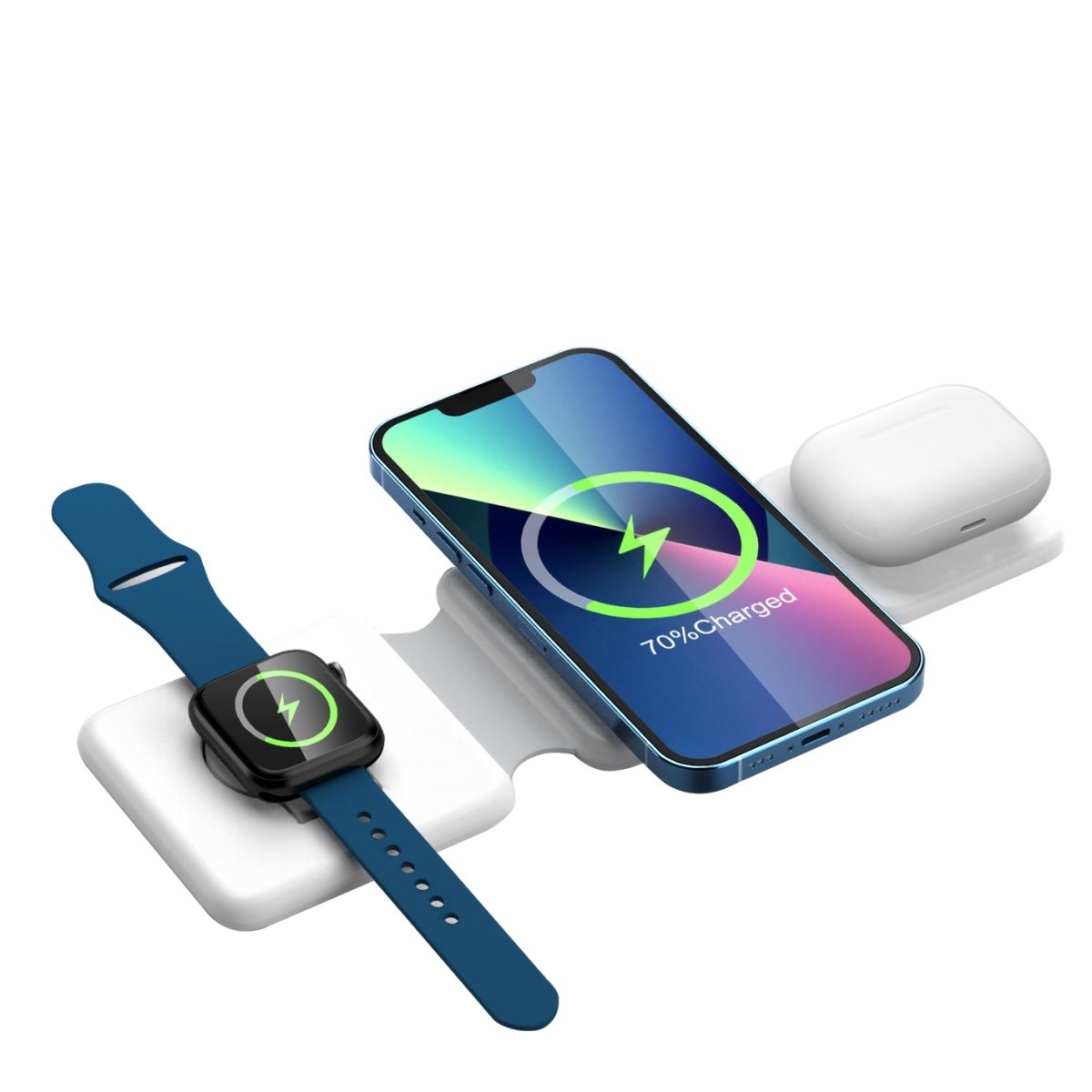 Chargeur sans fil pliable 3 en 1 chargeur sans fil trois en un personnalisation station de chargeur sans fil rapide pour Iphone montre airpods