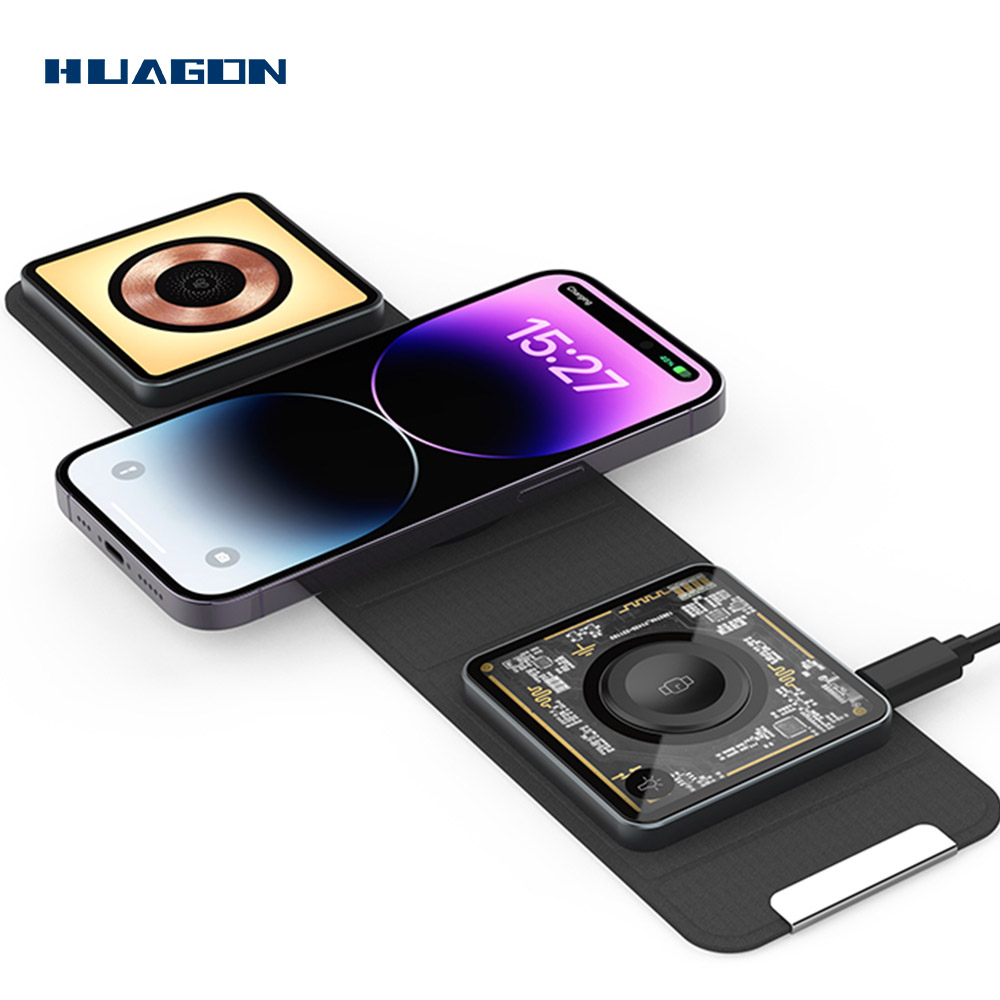 3 in 1 Magnetic transparent Wireless Charger For Iphone15 14 13 Pro Apple Watch9 8 7 6 5 Airpods - COPY - 45q7r4