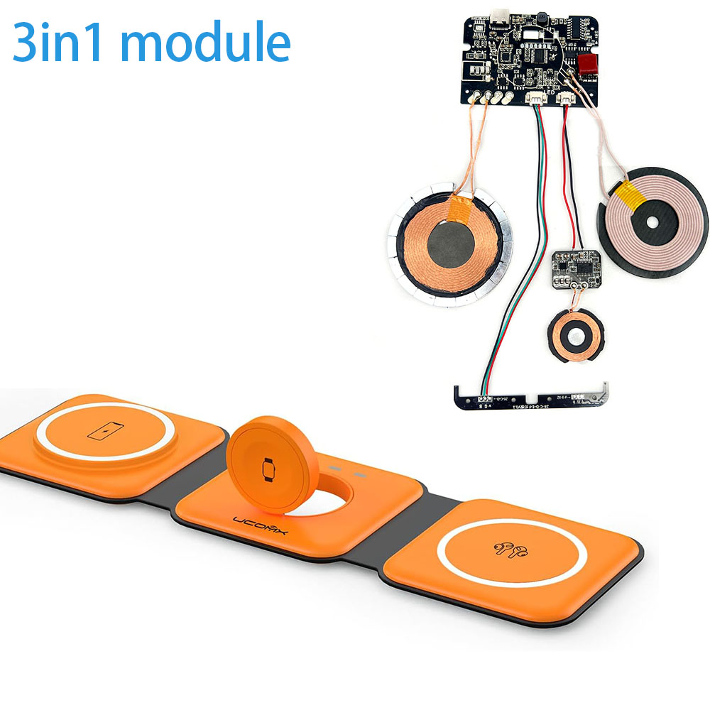 Estação de carregador sem fio dobrável 3 em 1 carregador sem fio
