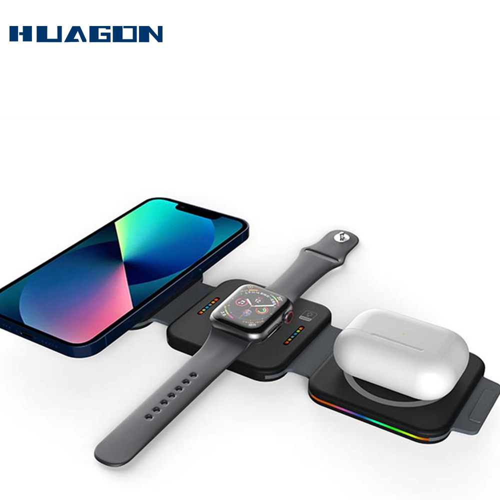 skladacia skladacia 3v1 bezdrôtová nabíjacia stanica tri v jednom bezdrôtová nabíjačka pre iPhone slúchadlá Apple watch