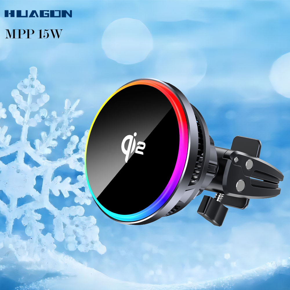 Carregador sem fio Qi2 MPP 15W para montagem em carro